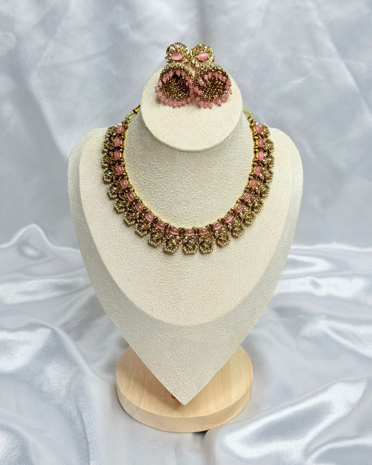 Pink Stone Premium Necklace Set | Code : 201