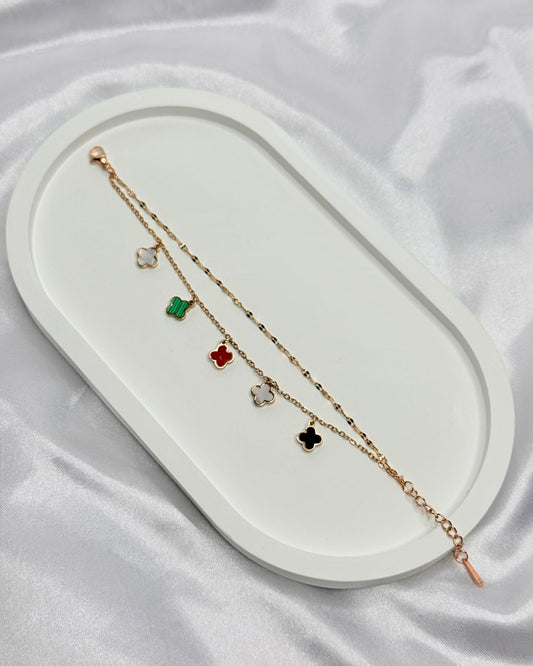 Multicolour Clover Rosegold Bracelet | Code : 276