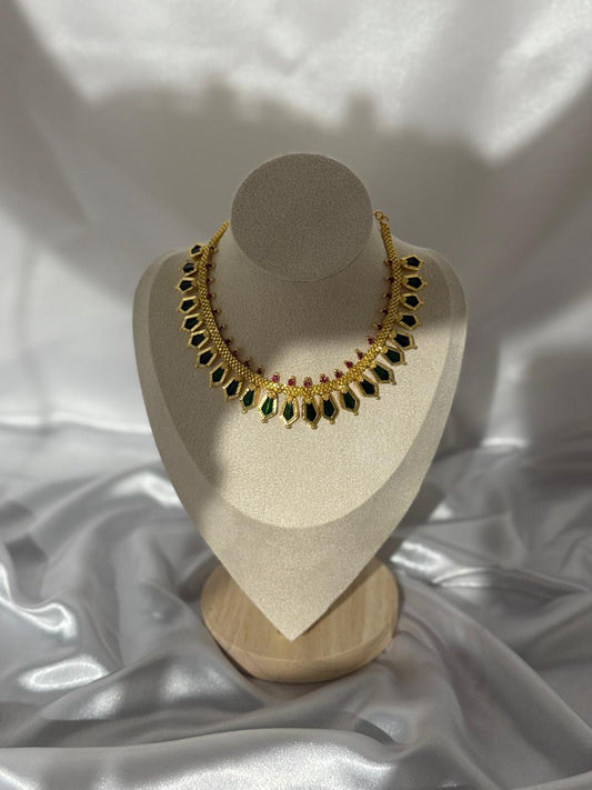 Green Stone Temple Palakka Necklace